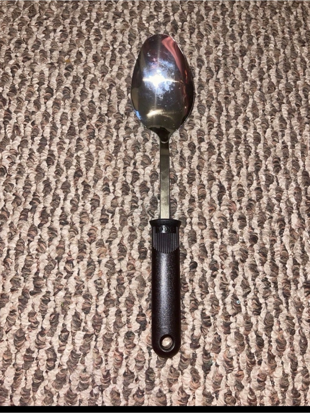 Stainless Serving Spoon with Black Non-Slip Handle